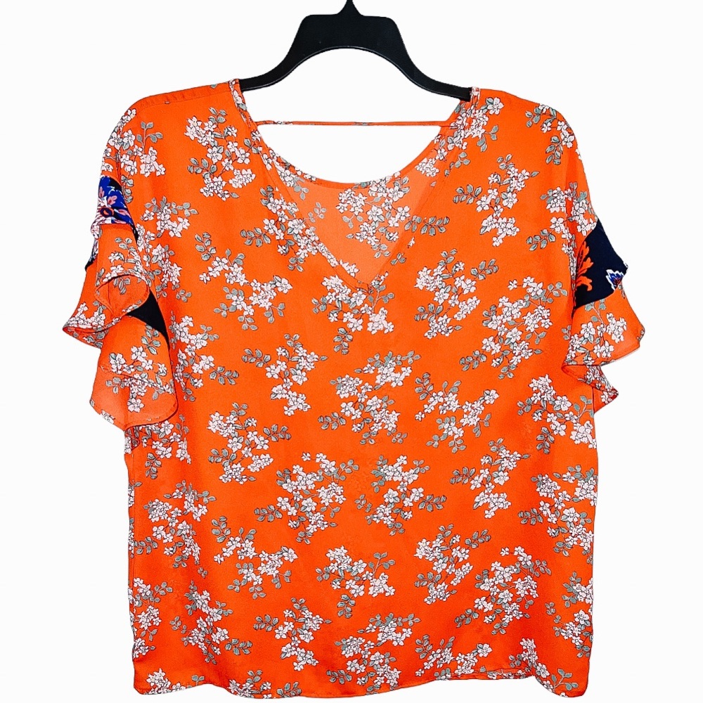 Como Vintage Size XL Floral Blouse Orange
